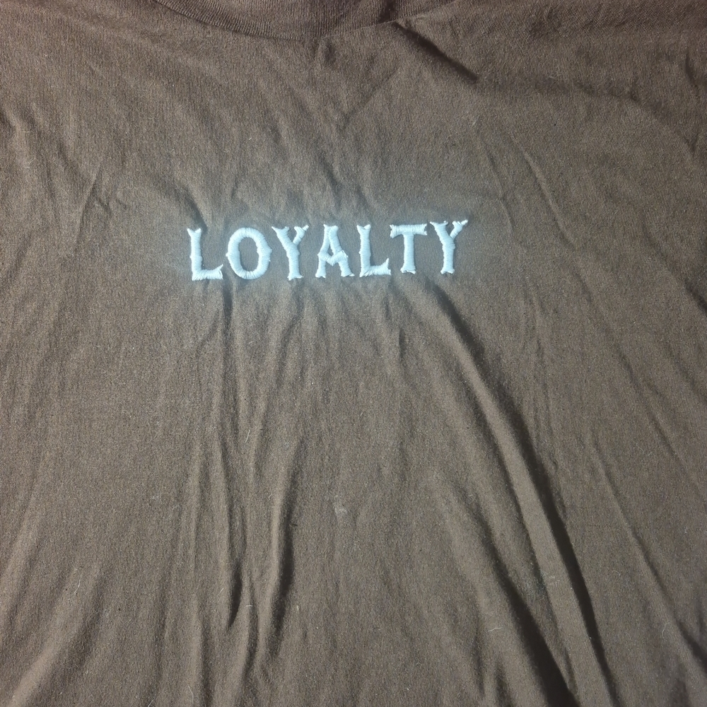 WXYZ “Loyalty” Embroidered Brown Tee – Minimalist Statement Shirt - Picture 6 of 6